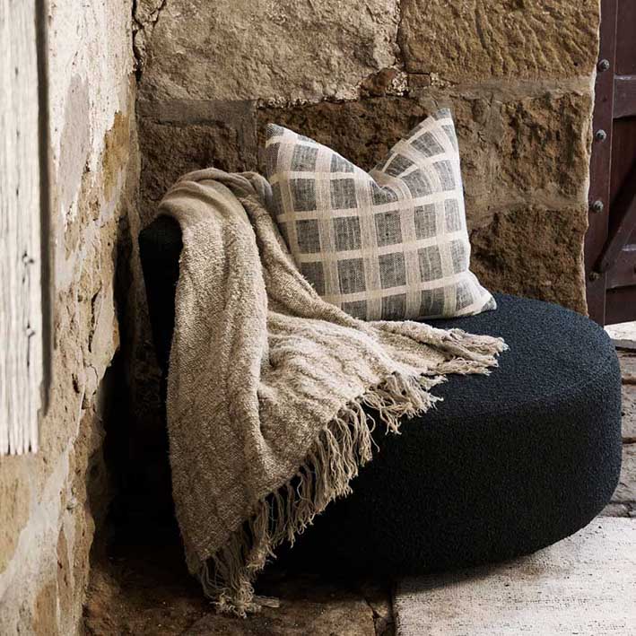 Petra hand woven linen cotton cushion cover 60cm