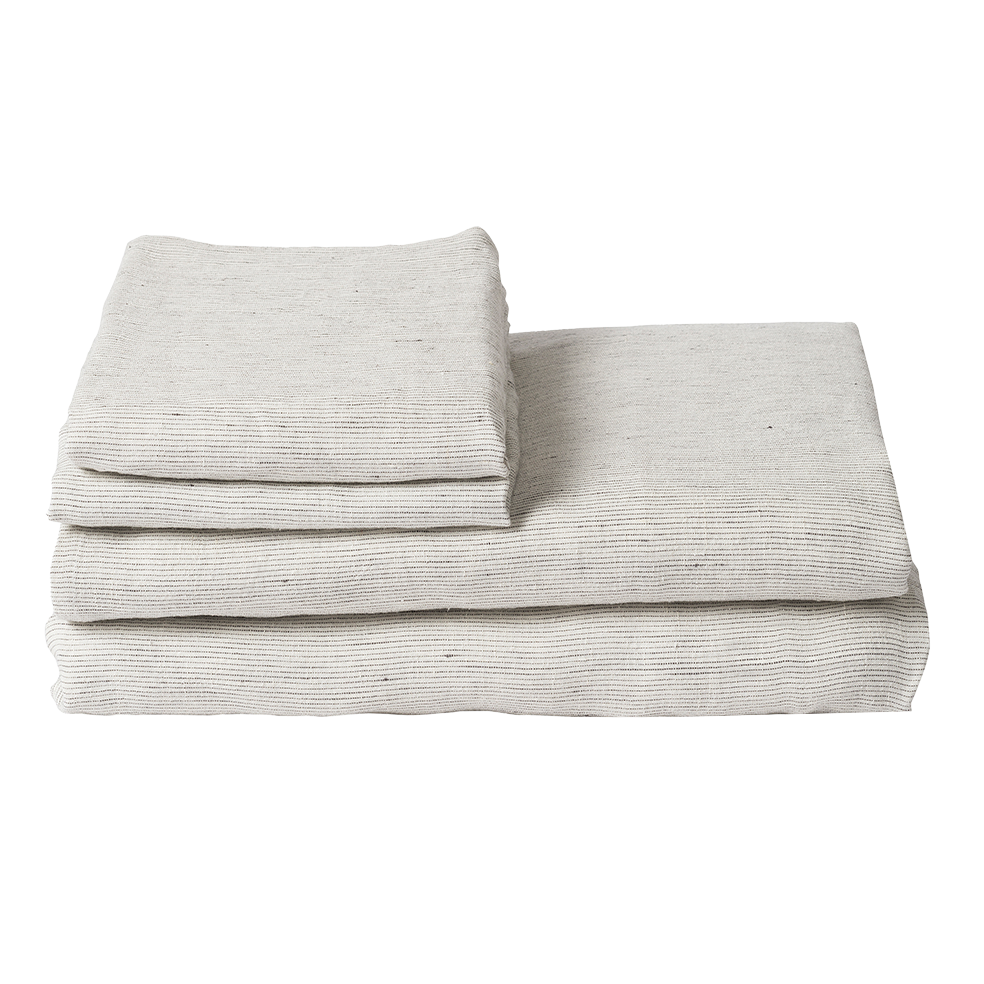Pinstripe linen flat sheet pepper & chalk