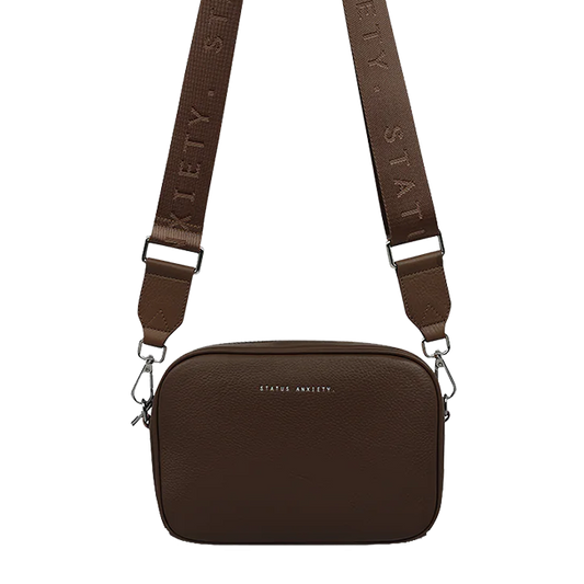 Plunder leather shoulder bag wide strap cocoa