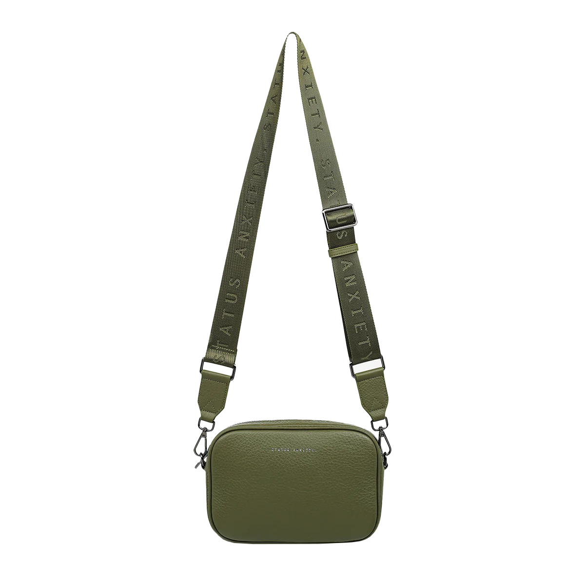 Plunder leather shoulder bag wide strap khaki