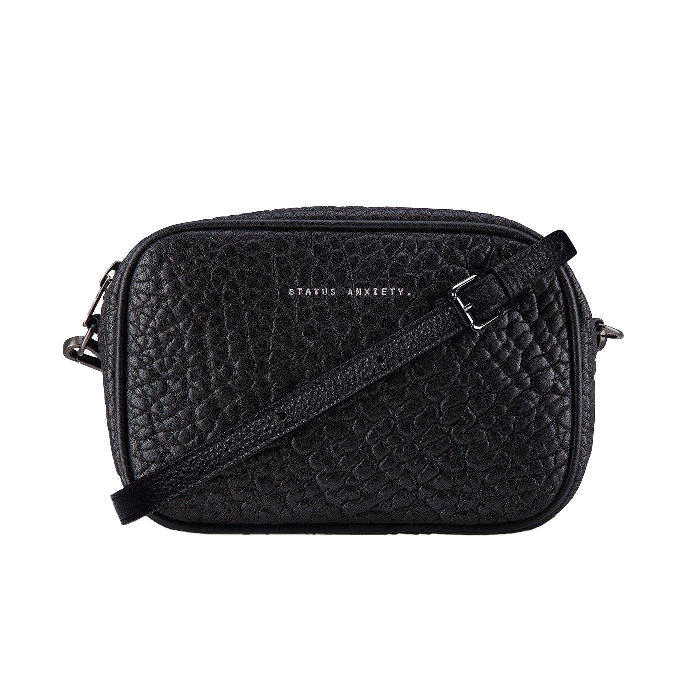 Plunder shoulder bag black bubble leather