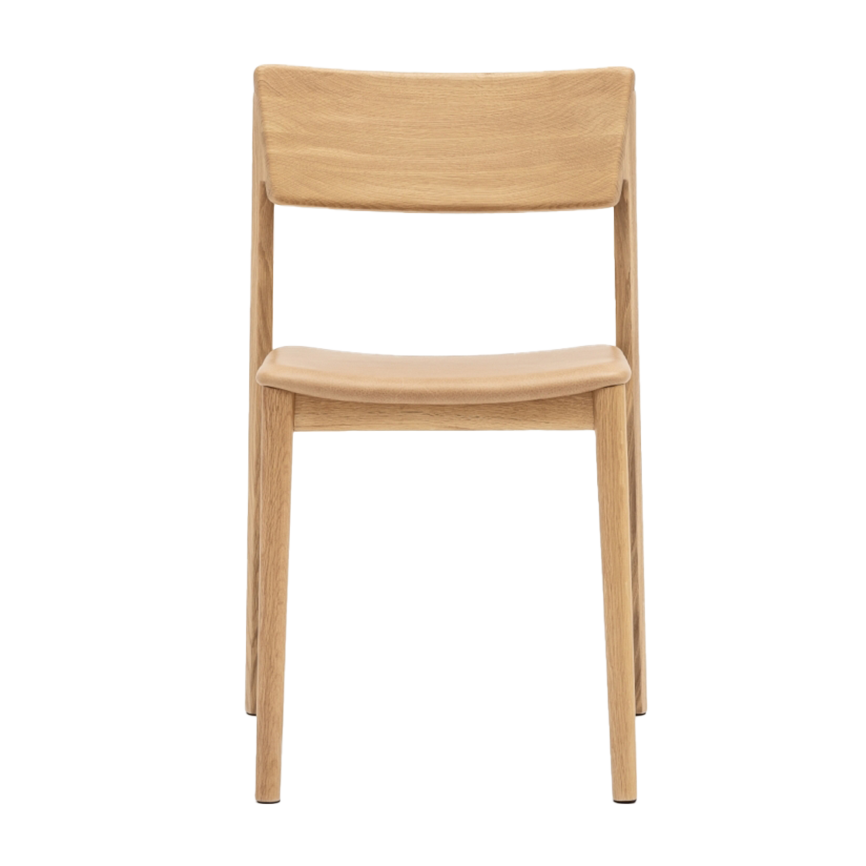 Poise oak dining chair with leather seat natural