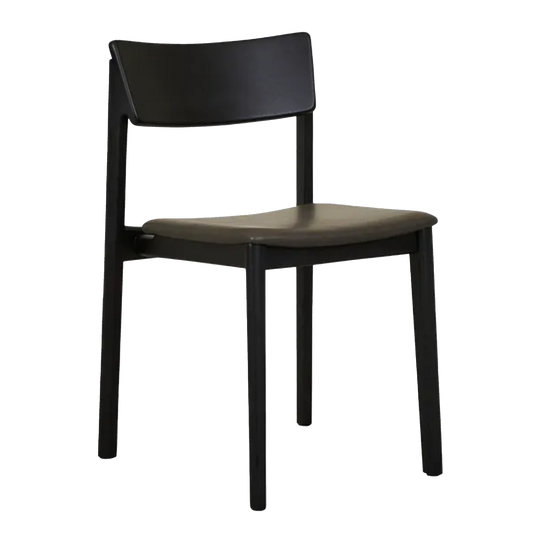 Poise oak upholstered dining chair with leather seat black