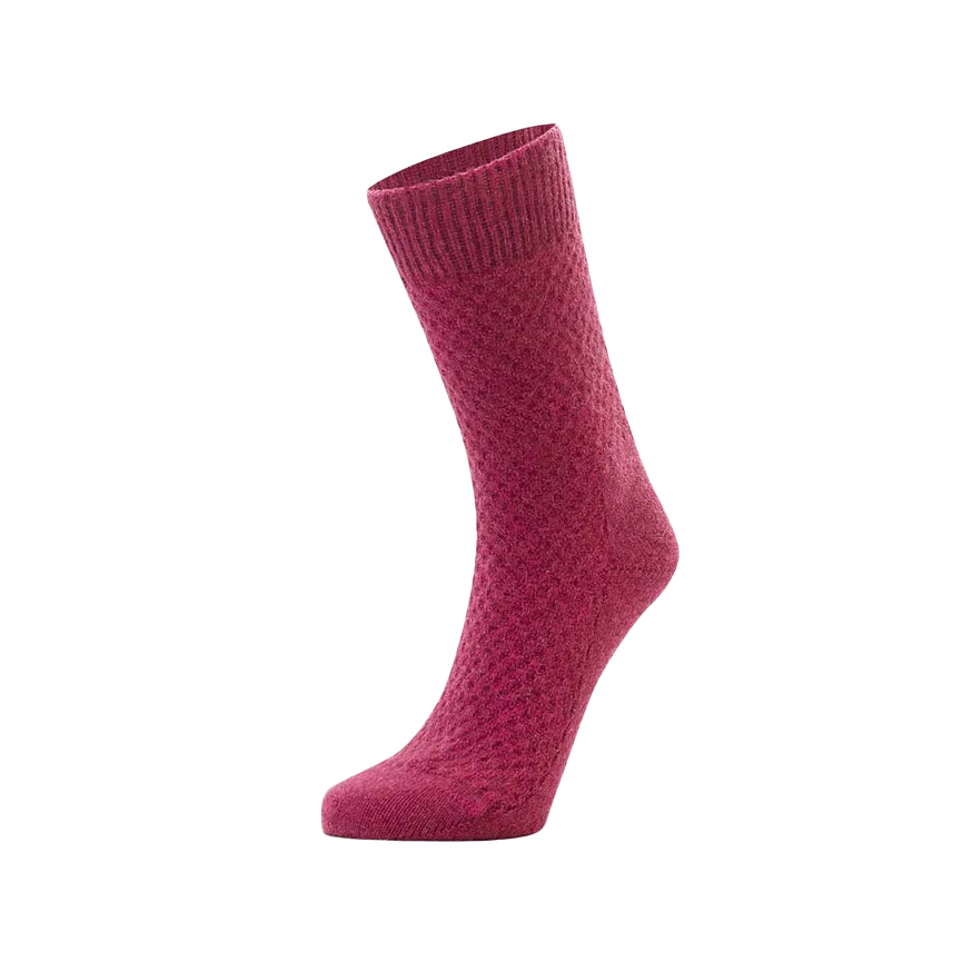 Possum merino honeycomb wool socks fuschia