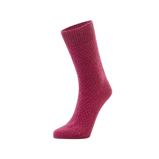 Possum merino honeycomb wool socks fuschia