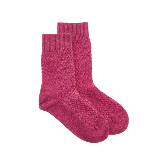 Possum merino honeycomb wool socks fuschia