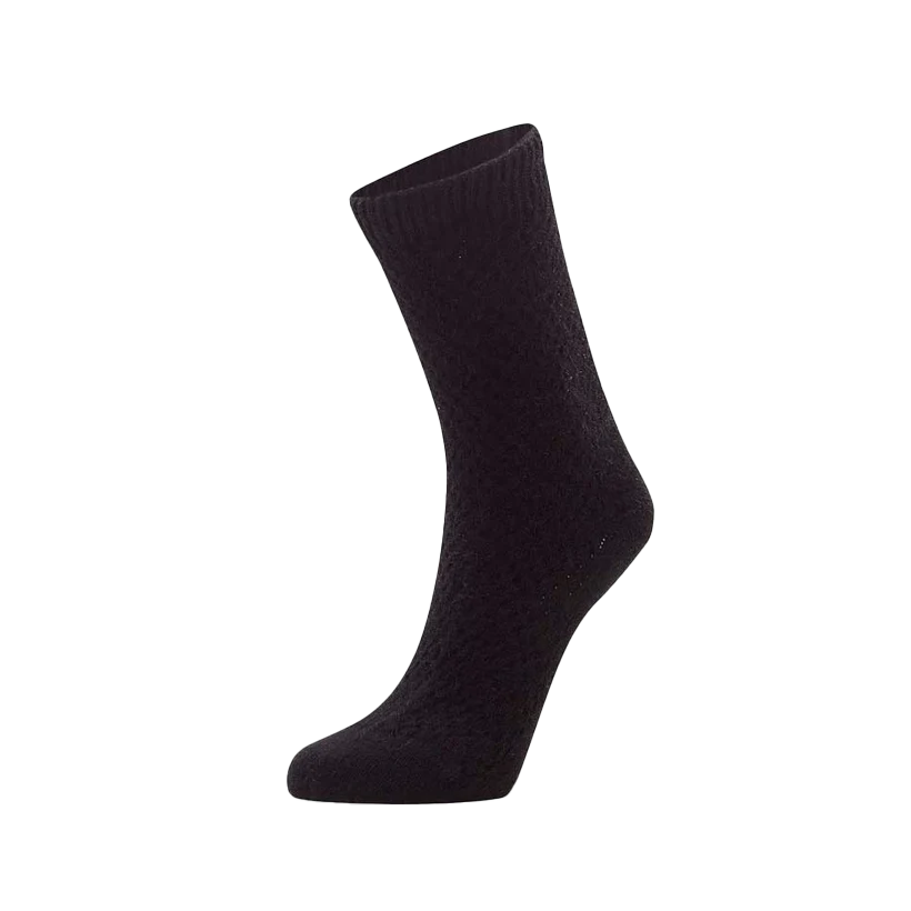Possum merino honeycomb wool socks black