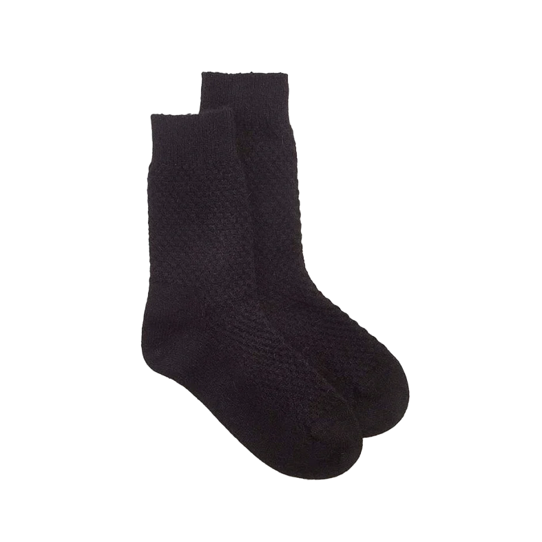 Possum merino honeycomb wool socks black