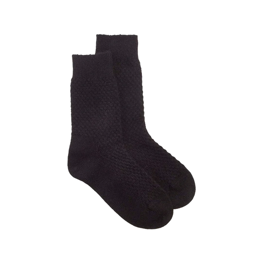 Possum merino honeycomb wool socks black