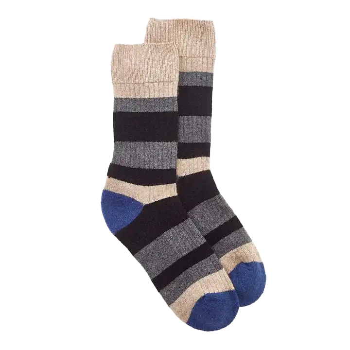 Possum merino wool striped ribbed socks