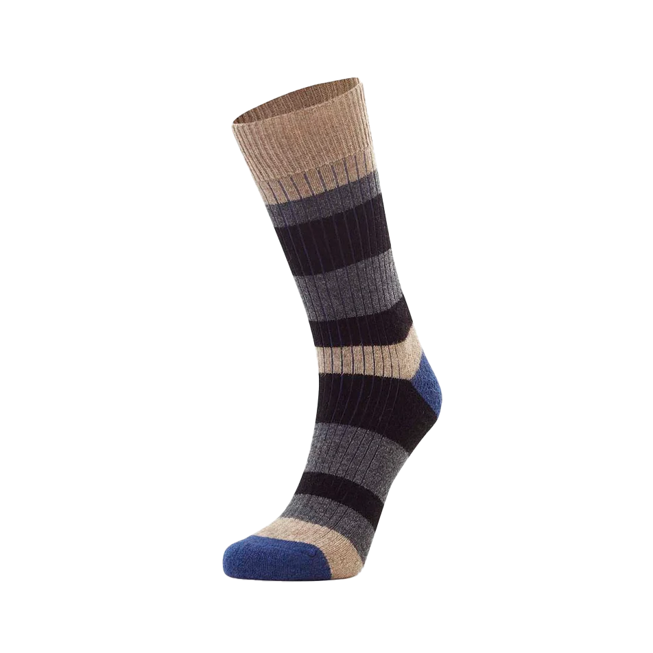 Possum merino wool striped ribbed socks