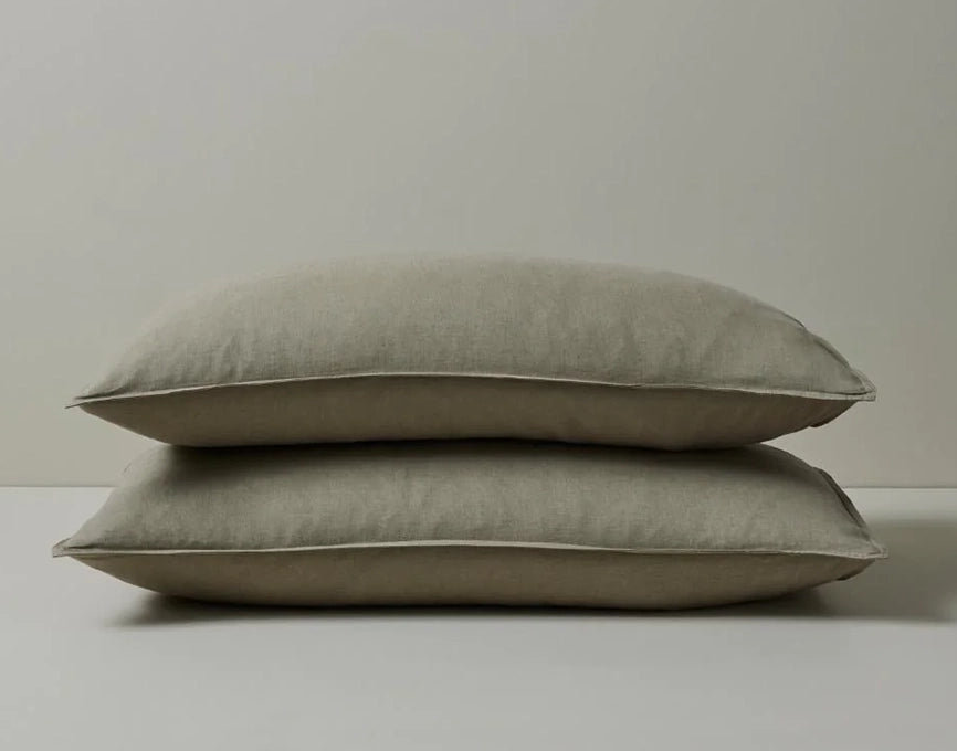 Ravello French flax linen pillowcase pair caper