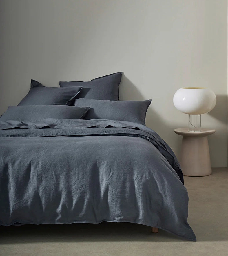 Ravello French flax linen duvet cover denim