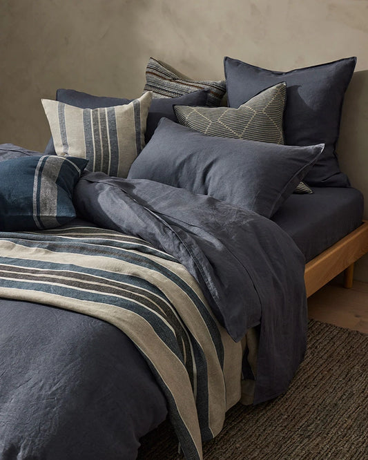 Ravello French flax linen duvet cover denim