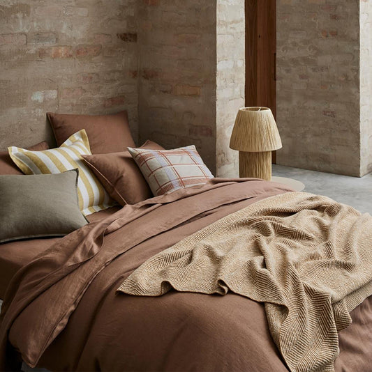 Ravello French flax linen duvet cover biscuit
