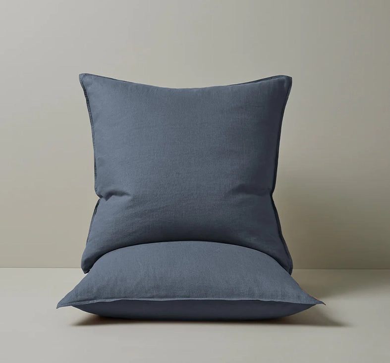 Ravello French flax linen pillowcase pair denim