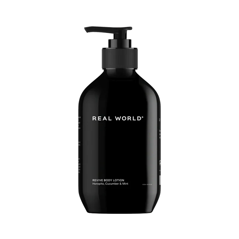 Real World natural body lotion 400ml mānuka & rose geranium