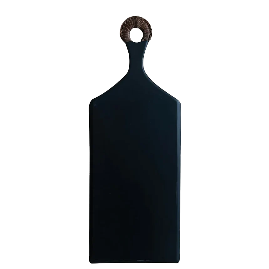 Rectangle serving board with leather handle 50cm black