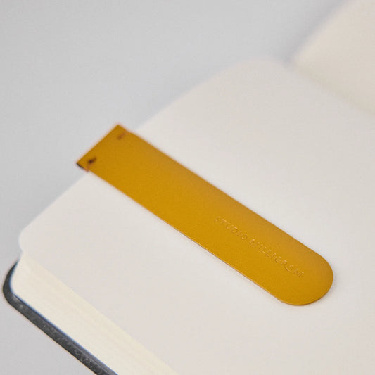 Recycled leather bookmark mustard