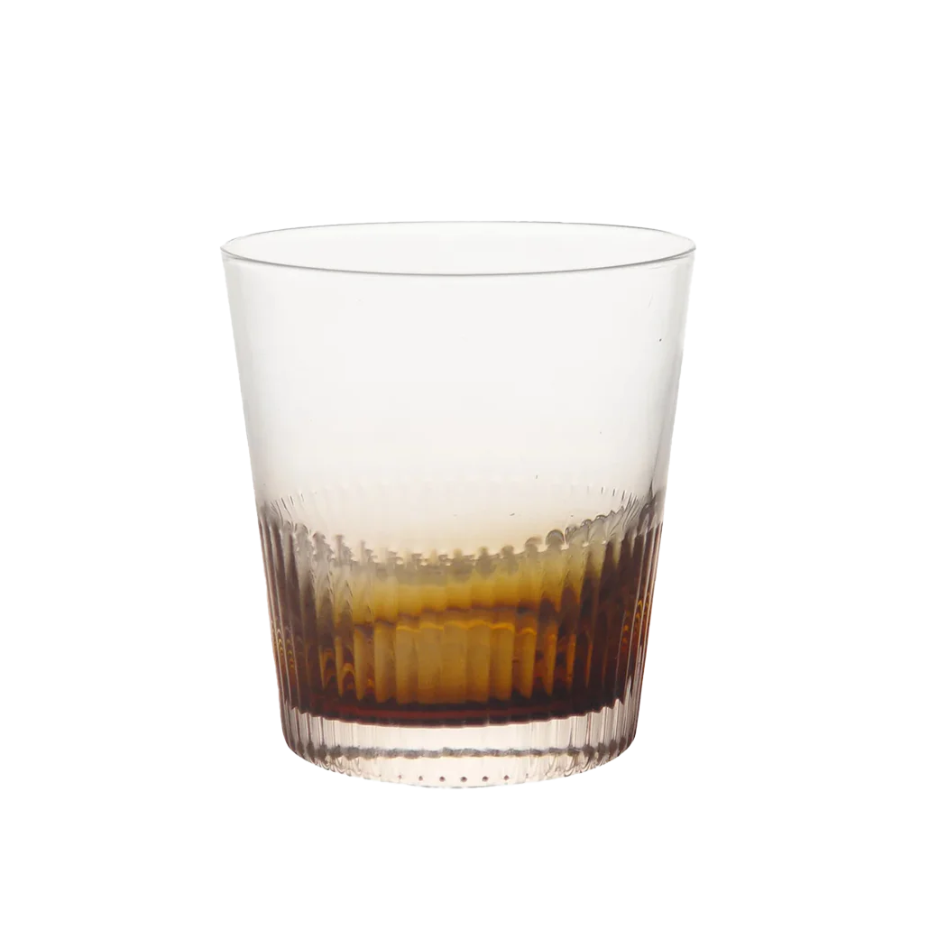 Ribbed whiskey tumbler amber