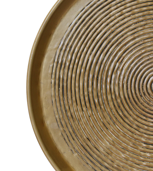 Round antique brass finish tray 60cm