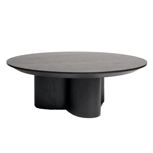 Round oak coffee table 100cm black