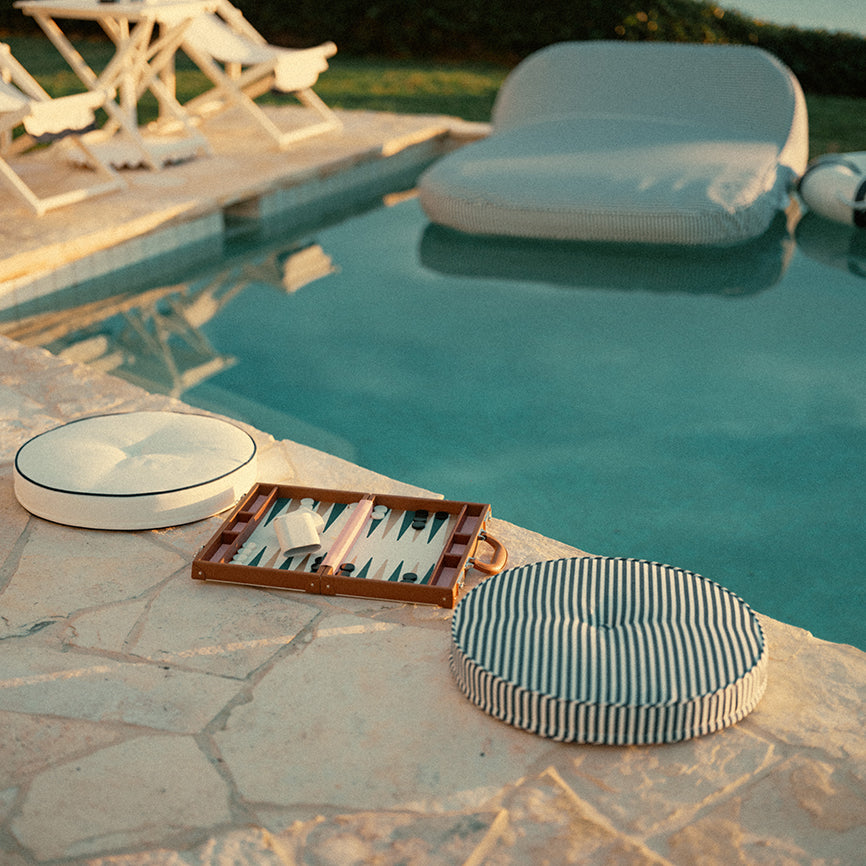 Round outdoor chair cushion navy stripe 50cm