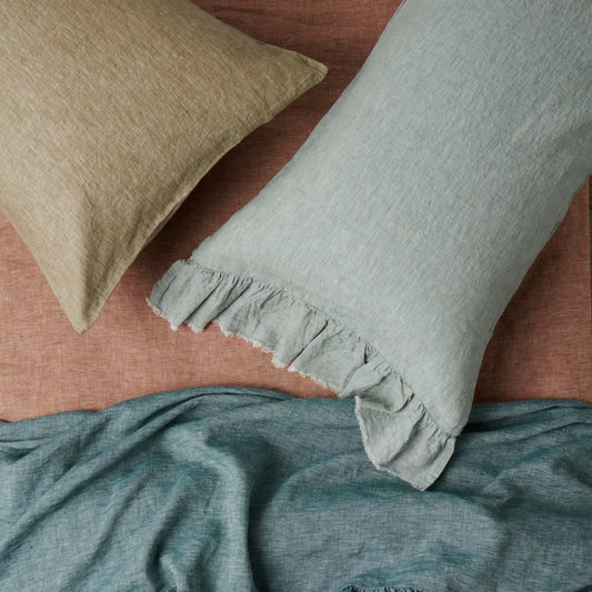 SOW marl linen standard pillowcase set moss