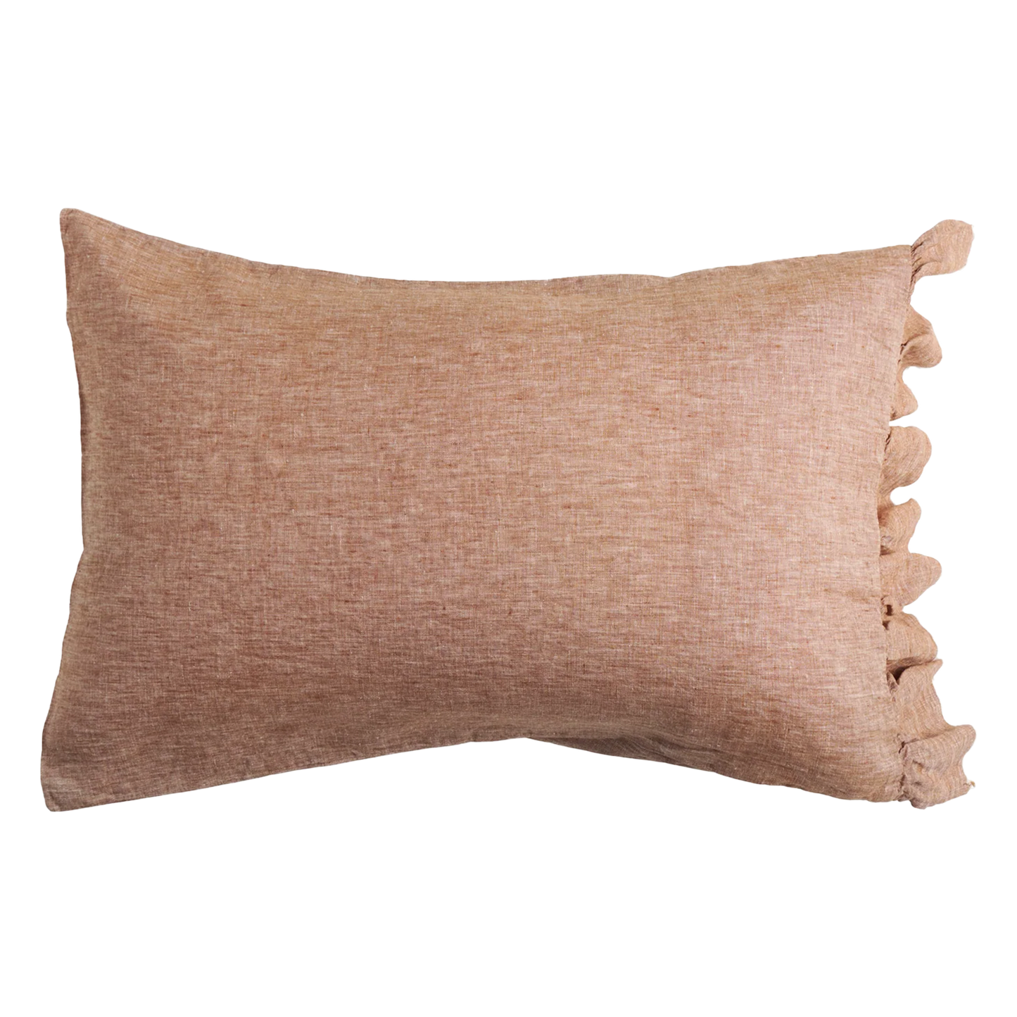 SOW marl linen pillowcase set with ruffle cinammon