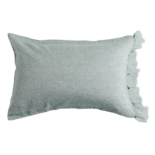 SOW fog marl linen pillowcase set with ruffle