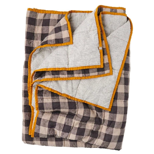 SOW licorice & pinstripe linen quilt