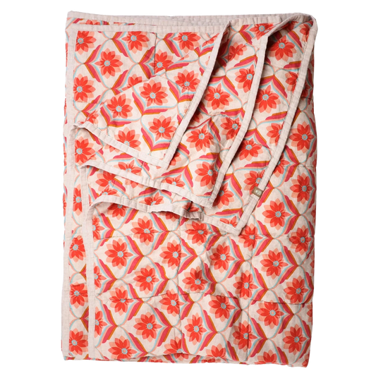 SOW Edie retro floral double sided linen quilt