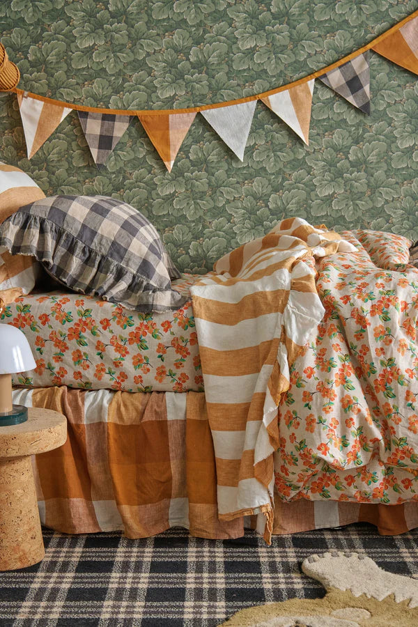 SOW Elma floral linen fitted sheet