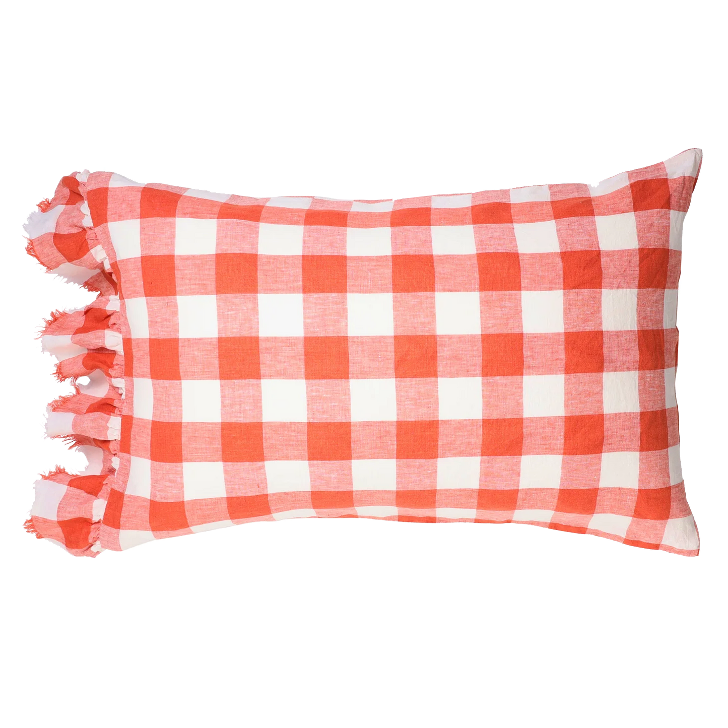 SOW cherry gingham pillowcase set with ruffle