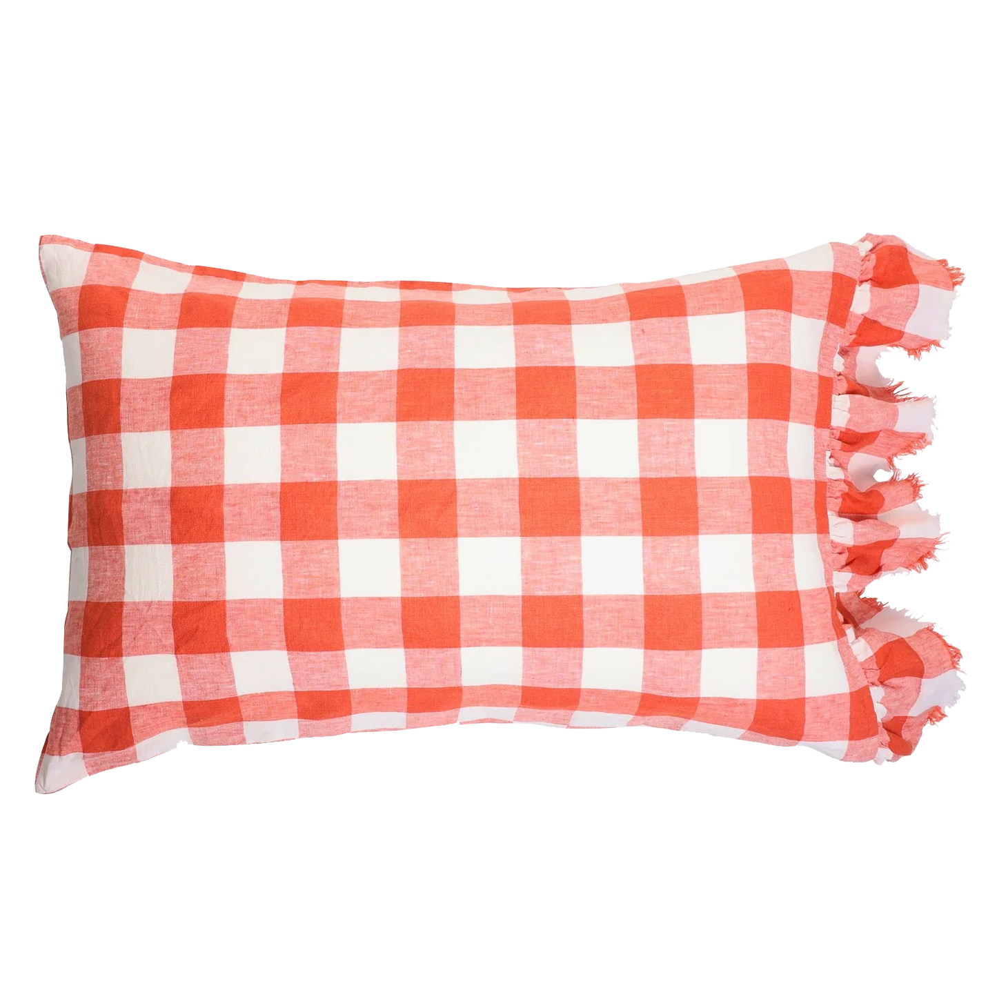 SOW cherry gingham pillowcase set with ruffle