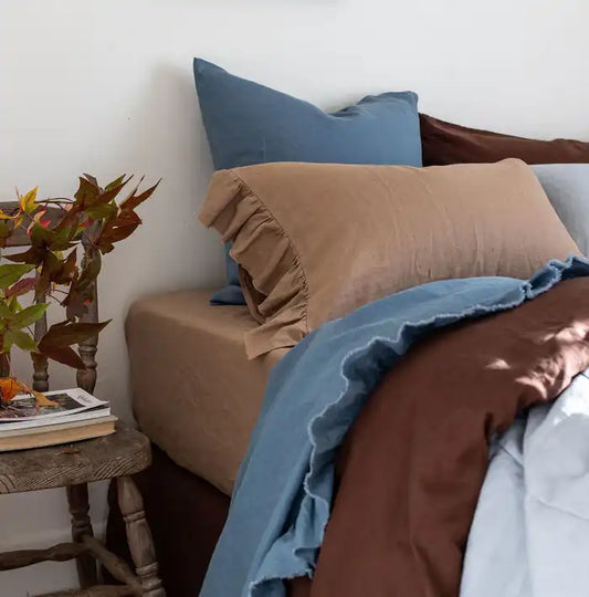 SOW linen fitted sheet latte