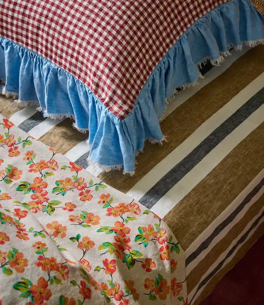 SOW taupe stripe linen fitted sheet