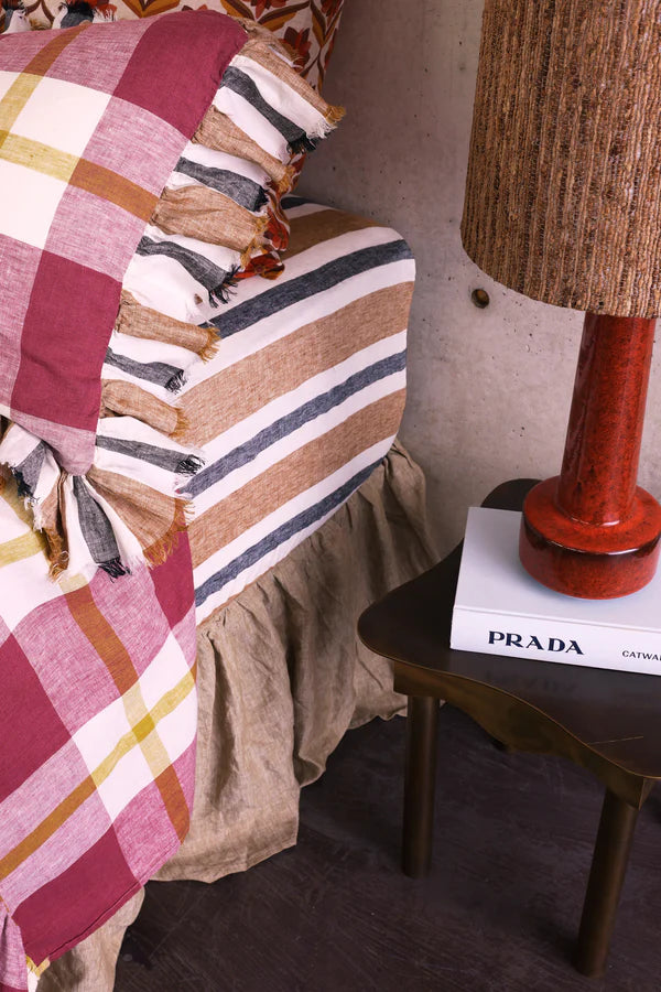 SOW taupe stripe linen fitted sheet