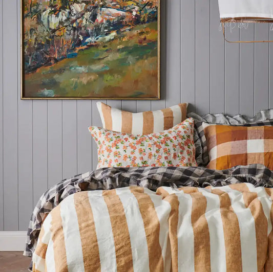 SOW turmeric stripe linen Euro pillowcase set
