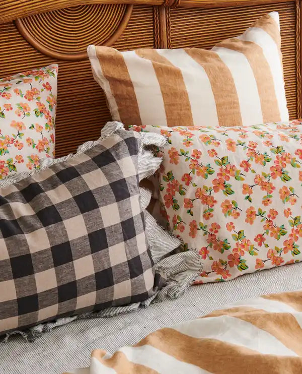 SOW turmeric stripe linen Euro pillowcase set