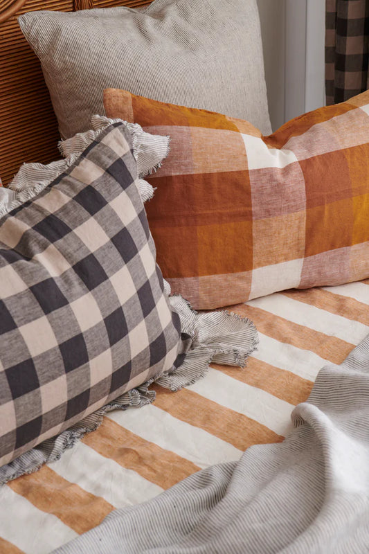 SOW turmeric stripe linen fitted sheet