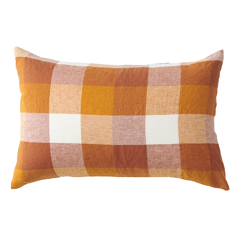 SOW biscuit check linen pillowcase set