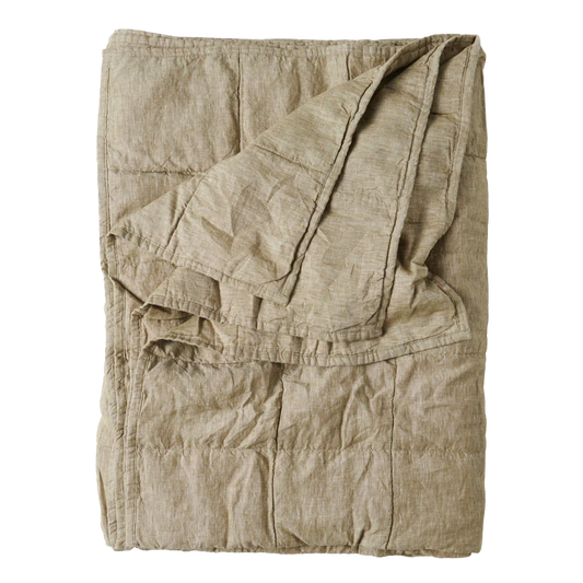 SOW marl linen quilt moss