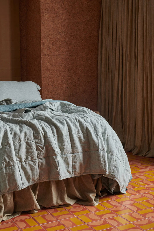 SOW marl linen quilt fog