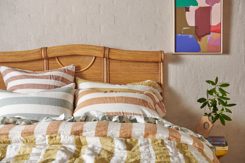 SOW turmeric stripe linen pillowcase set