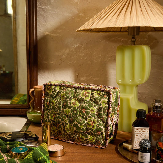 Sage & Clare organic cotton magnolia vanity bag cactus green