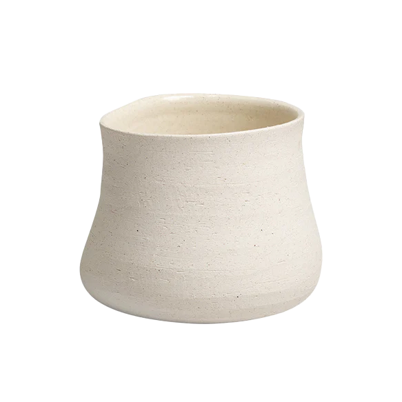 Textured bellied pot off-white 18cm