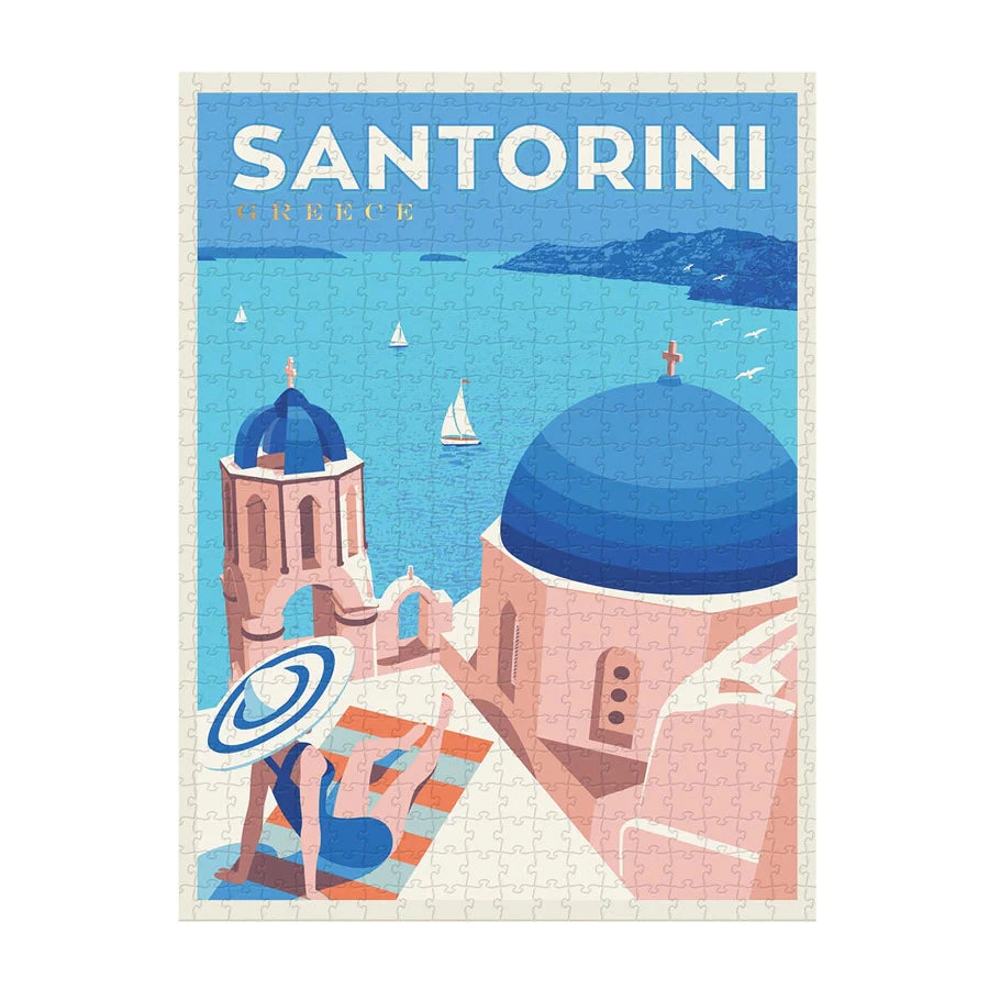 500-piece Santorini vintage travel poster jigsaw puzzle