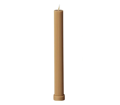 Ridged column candle with base honey