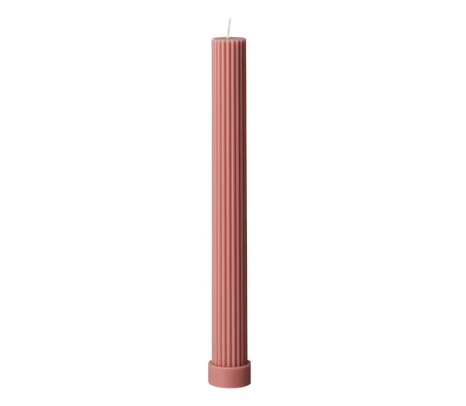 Ridged column candle with base peach